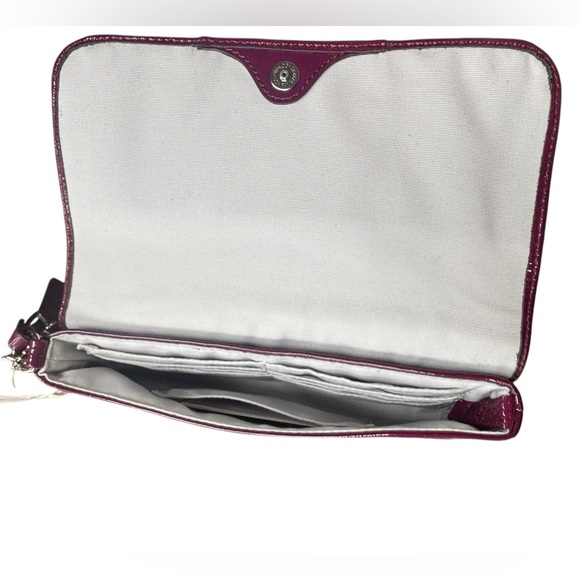 Coach Dark Plum Large Patent Leather Wristlet - Picture 6 of 11